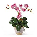 Nearly Natural Triple Mini Phalenopsis Silk Orchid Flower Arrangement
