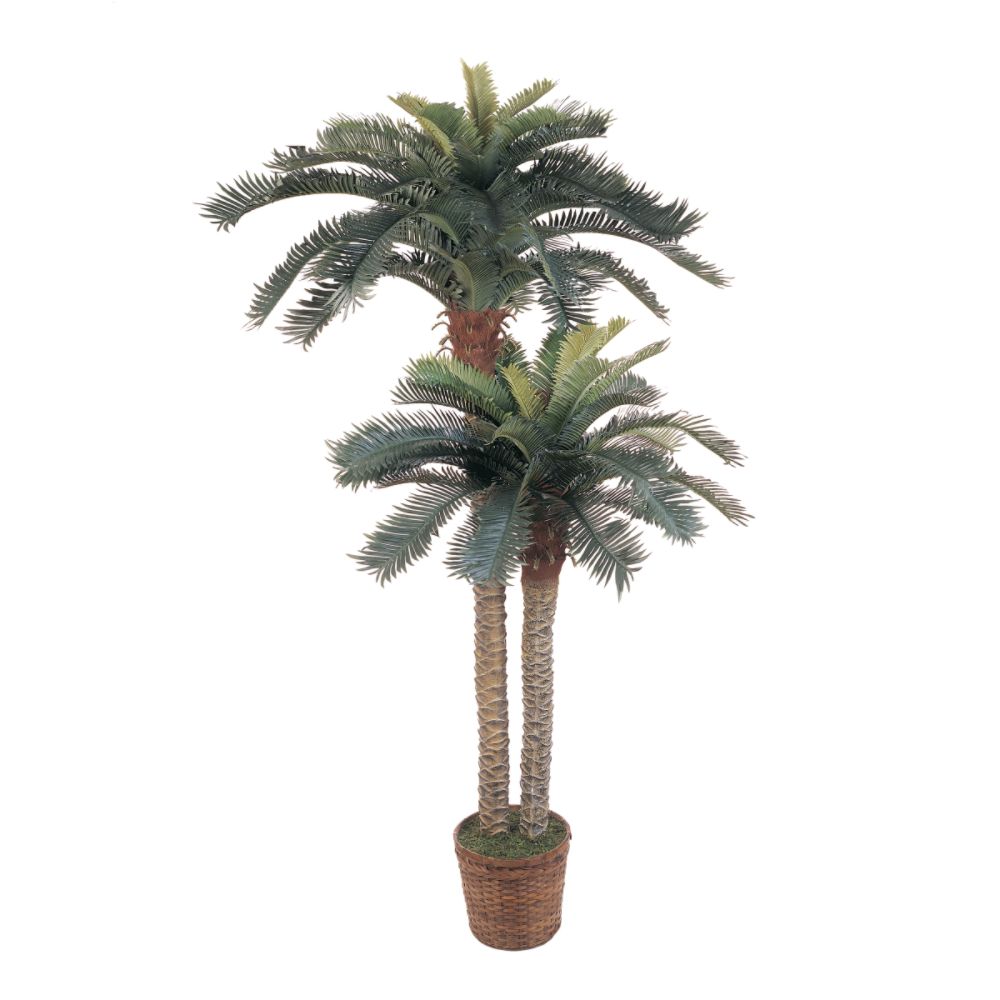 Nearly Natural Sago Palm Double Potted Silk Tree 6 ft & 4 ft