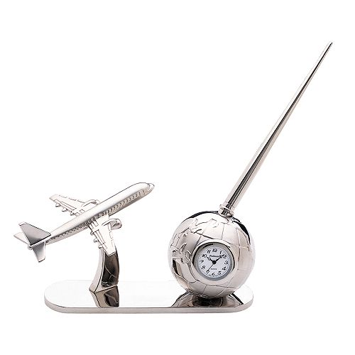 Sanis Airplane w/Globe Clock & Pen Holder