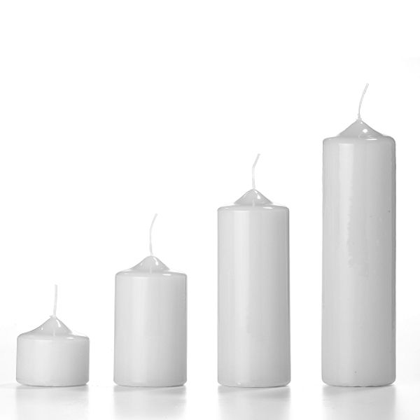 Just Candles 4'' Unscented Chamber Pillars, 3pk, White