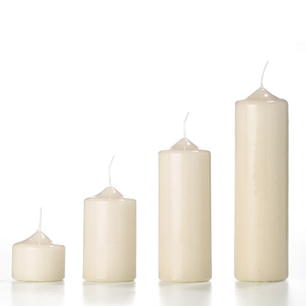 Just Candles 8'' Unscented Chamber Pillars, 3pk, Ivory