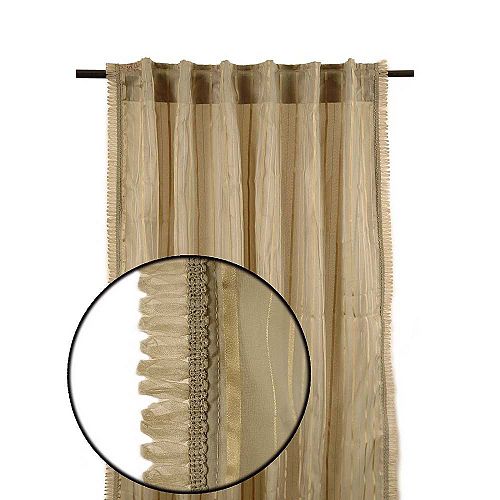 India House Brass DRAPERY PANEL 96INCH STRIPE SHEER SAGE