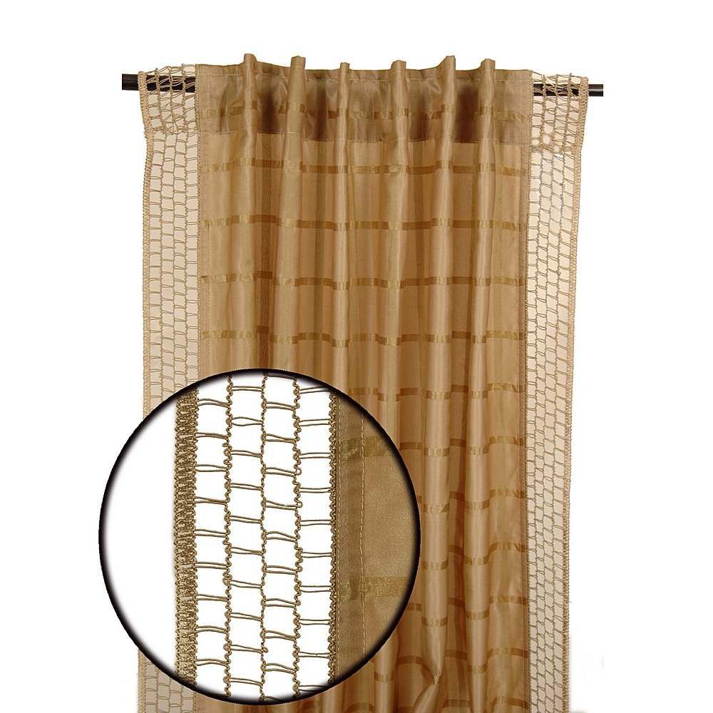 India House Brass DRAPERY PANEL 96INCH CHECK BEIGE