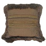 India House Brass PILLOW 18INCH SQUARE BRUSH FRINGE SMOKE
