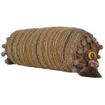 India House Brass PILLOW 7INCH X 15INCH BOLSTER TASSELS SMOKE