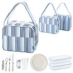 Carnival Blue Tones 2 in 1 Picnic Cooler Bag for 2 People
