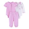 Newborn Girl's I Love Butterflies Embroidered 3 Piece Bodysuit & Pan