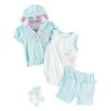 Newborn Girl's 4 Piece Hoodie Set