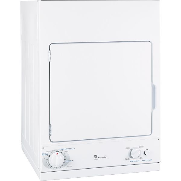 GE White 3.6 cu. ft. Electric Dryer - DSKS433EB