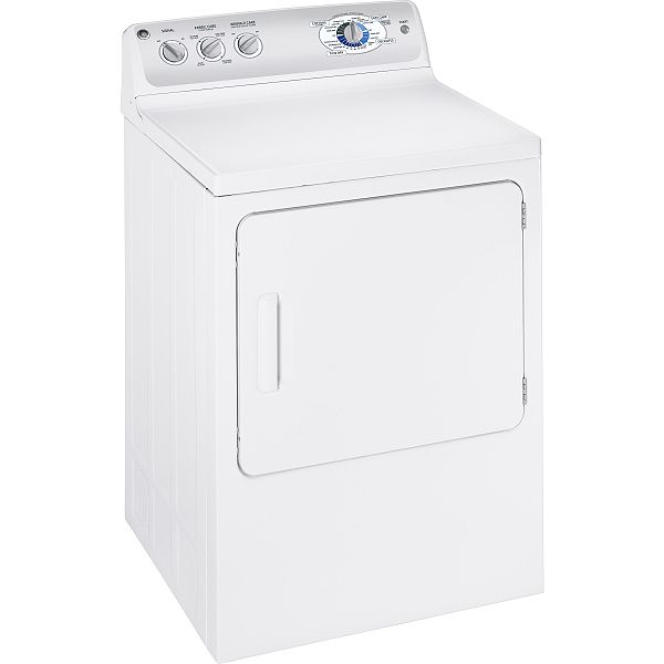 GE White 7.0 cu. ft. Gas Super Capacity with Stainless Steel Drum