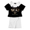 Junior's Block Print 2-Fer Top