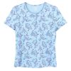 Women's Extended Plus Size Embroidered Printed Henley Tee