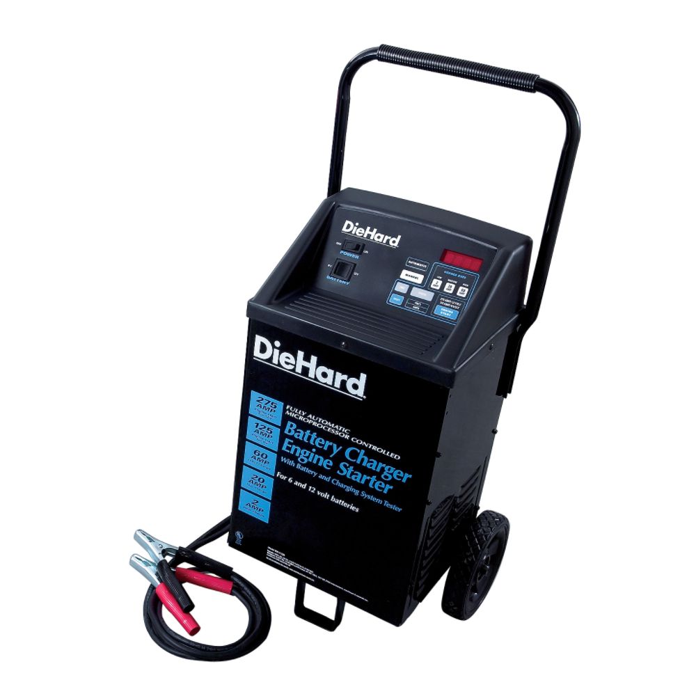 DieHard Microprocessor-Controlled Battery Charger with Tester and GFCI Outlets