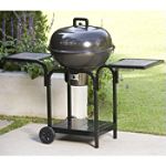 BBQ Pro Round Cart Charcoal Grill With Base Shelf & Tile Table