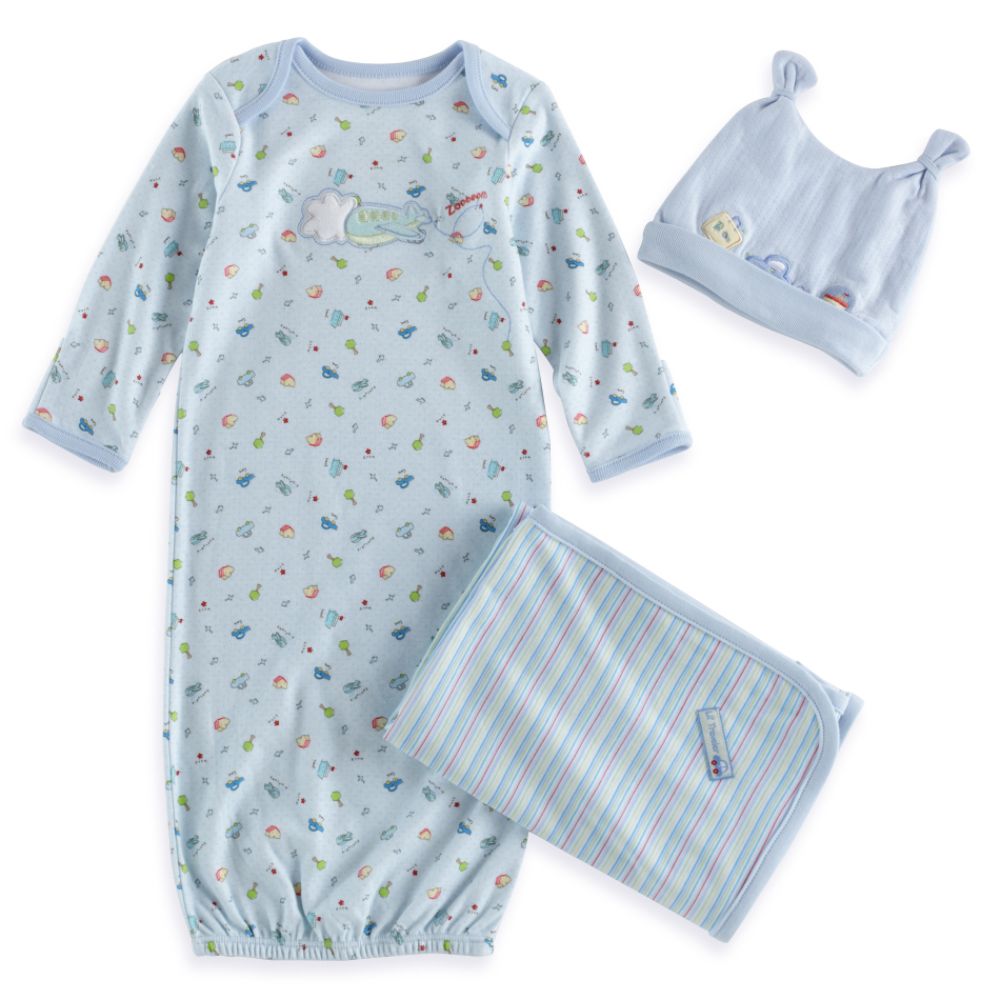 Lemon Frog Gown Set, with Cap & Blanket