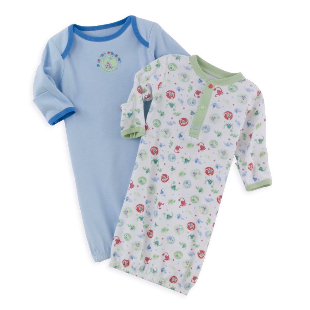 Little Wonders Newborn Boy's 2 Pack Long Sleeve Gowns