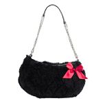 Toby N.Y.C. Girl's Fur Quilted Handbag with Satin Bow