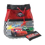 Cars Boy's Checker Drawstring Bag - Black, Red