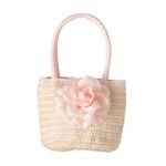 Toby N.Y.C. Girl's Straw Ribbon Handbag with Organza Flower