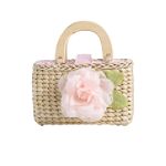 Toby N.Y.C. Girl's Wood Handle Natural Handbag with Organza Flower