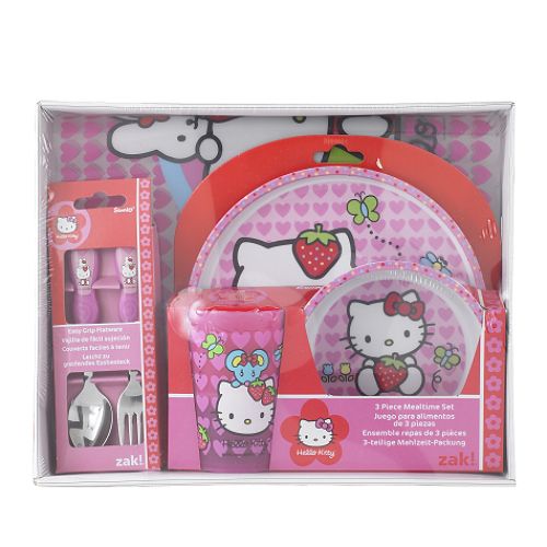 Hello Kitty Girl's 5-Piece Plate Set with Bonus Placemat