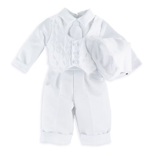 MaDonna Christening Long Pant Set with Long Sleeve Vest and Cap - 9-12 Months