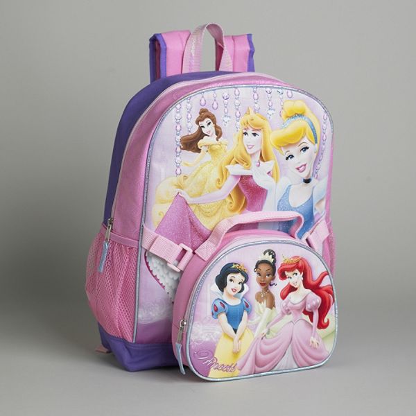 Disney Princess Girl's Backpack with Lunchkit 