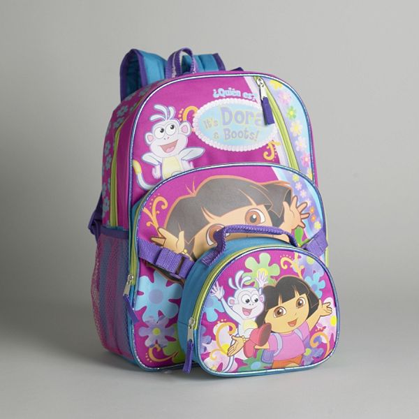 Dora The Explorer Girl's Backpack with Detachable Lunch Kit 