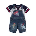 Kids Play Infant Boy's Denim Dino Baseball Shortall and Baseball Jersey Set