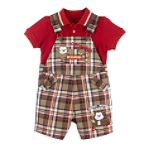 Kids Play Infant Boy's Plaid Monkey Shortall and Polo Set