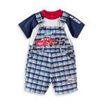 Cars Infant Boy's Plaid Shortall Set