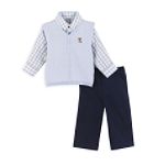 Mark Jason Toddler Boy's 3 Piece Sweater Vest, Plaid Woven Shirt, and Pant Set
