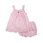 Youngland Infant Girl's Diagonal Check Sundress with Embroidered Border