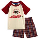 Hype-Your-Color Toddler Boy's Raglan Tee and Plaid Cargo Shortset