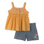 Baby Q Infant Girl's Tank Top, Denim Short Set
