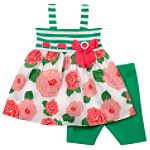 Youngland Infant Girl's Floral Smocked Skimmer Dress Set