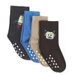 TKS Toddler Boy's 4-Pack Robot Print Fashion Crew Socks
