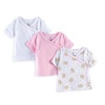 Absorba Newborn Girl's 3 Pack Side Snap Shirts