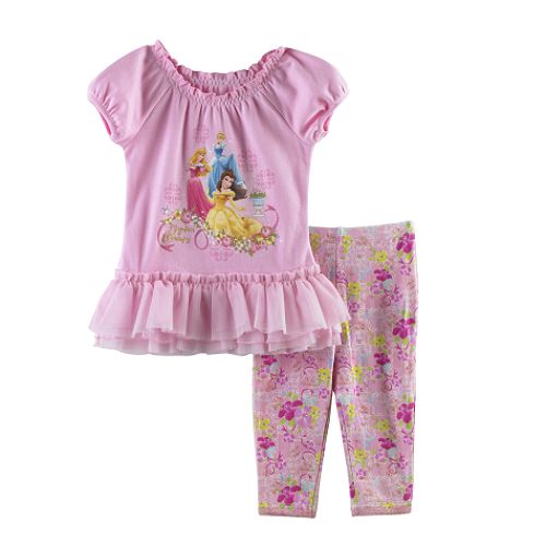 Disney Toddler Girl's Princess 2-Piece Tunic with Tulle and Printed Legging