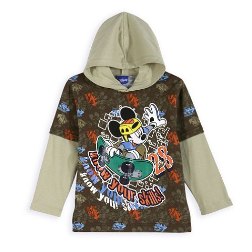 Disney Toddler Boy's Mickey Mouse All-Over Print Hooded Hangdown Tee