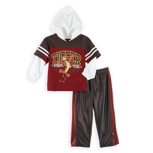 Disney Toddler Boy's Tigger 2-Piece Hooded Active Top with Dazzle Pant