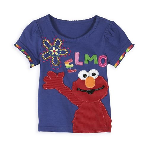 Sesame Street Toddler Girl's Elmo Homespun Applique Top