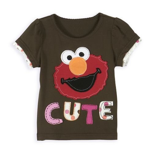 Sesame Street Toddler Girl's Elmo Homespun Applique Top