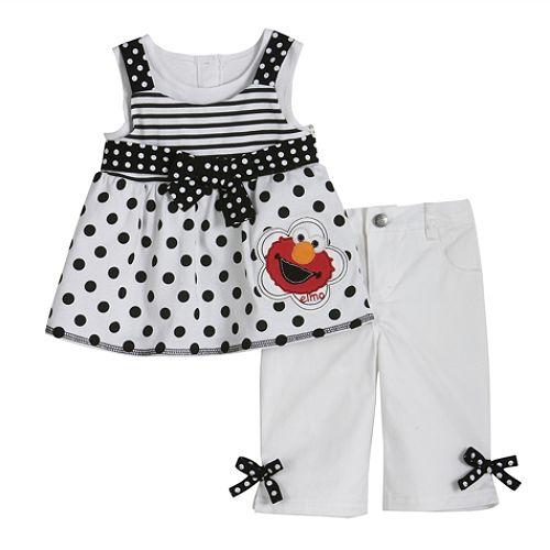 Sesame Street Infant Girl's Elmo Dotted Capri Set