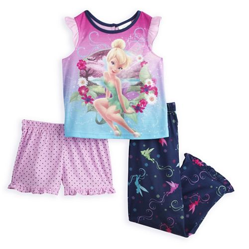 Disney Fairies Girl's 4-8 Tinkerbell 3-Piece Pajama Set