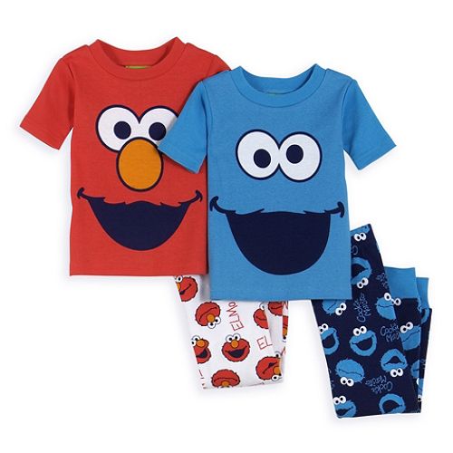 Sesame Street Toddler Boy's Elmo & Cookie Monster 4-Piece Pajama Set