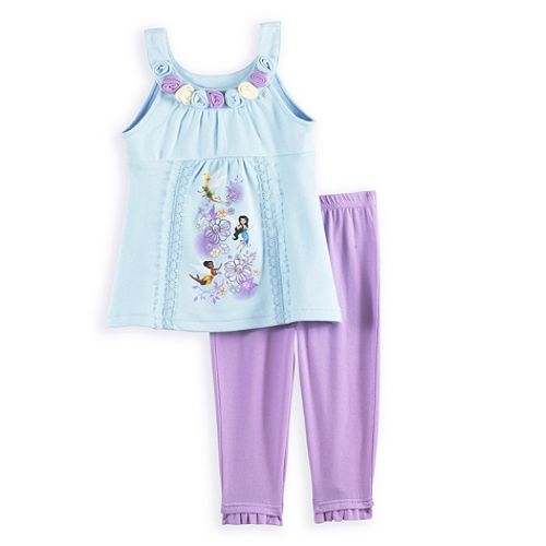 Disney Toddler Girl's Fairies Floral Border Capri Legging Set