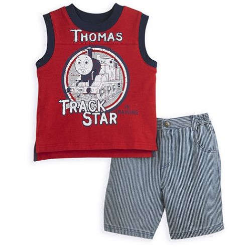 Thomas the Train Toddler Boy's Thomas The Tank Track Star Muscle Tee And Ticking