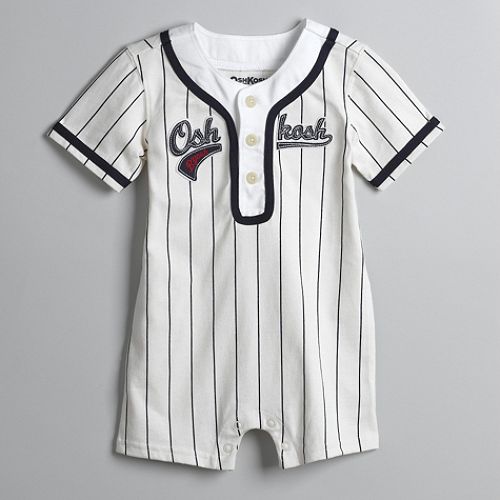 OshKosh Infant Boy's Striped Baseball Logo Romper by 