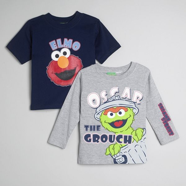 Sesame Street Toddler Boy's Elmo & Oscar The Grouch 2-Pack Screen Tees